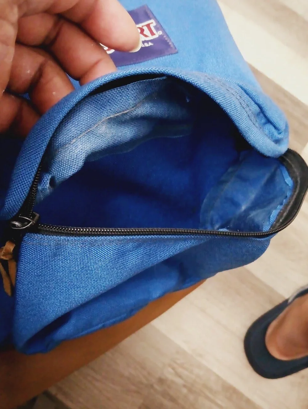 Jansport Vintage 90's Royal Blue Backpack with Tan Bottom